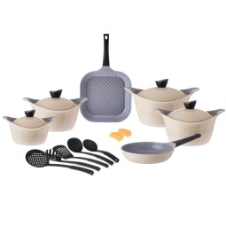Creamy Granite Cookware Set - 17 Pieces
