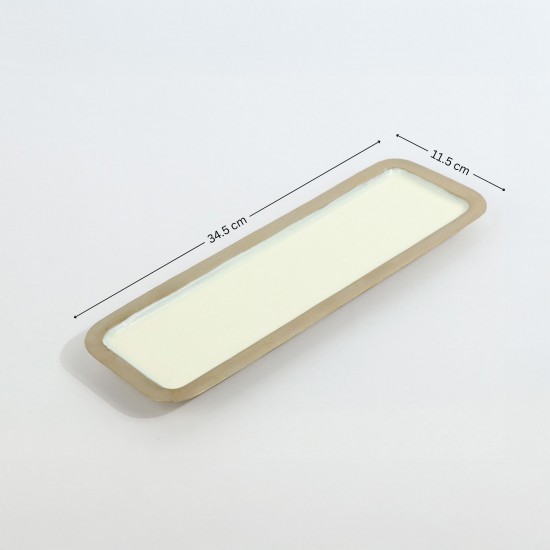 Rectangular metal serving tray - beige - 2N1C100082