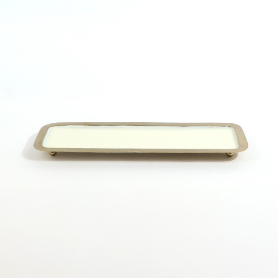 Rectangular metal serving tray - beige - 2N1C100082