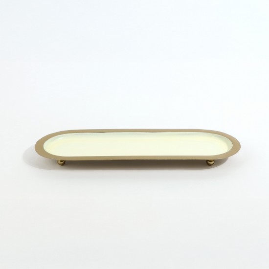 Oval metal serving tray - beige - 2N1C100085