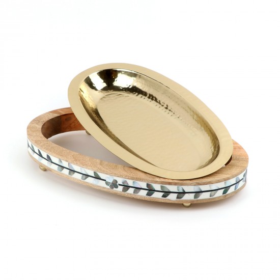 Oval serving tray with scalloped inlays - 2N1F100050