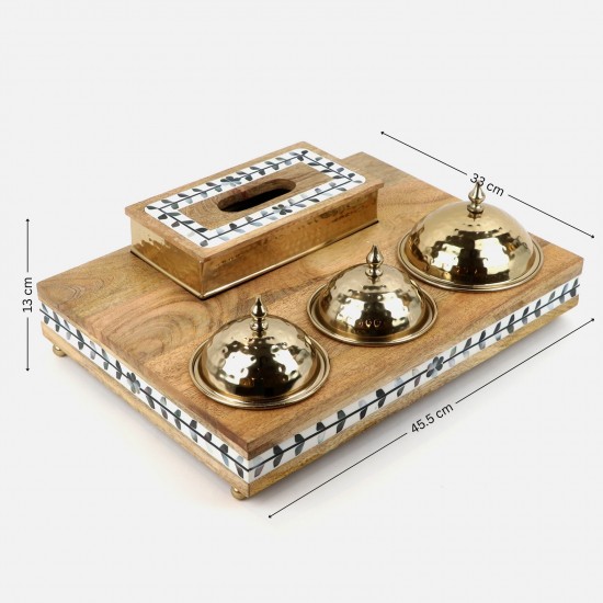 طقم تقديم تمرات مع صينية خشبية -2N3D2300073 طقم تقديم تمرات مع صينية خشبية -2N3D2300073