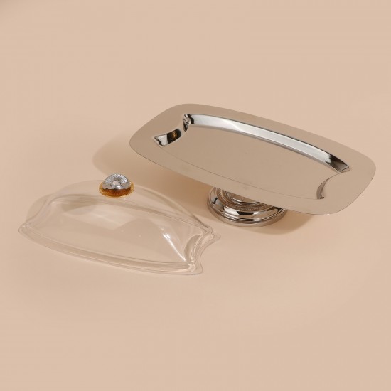 Stainless steel serving dish with acrylic lid - 2S1C100243
