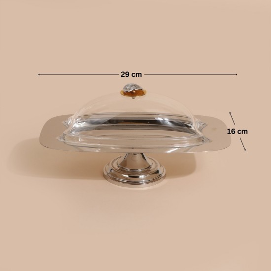 Stainless steel serving dish with acrylic lid - 2S1C100243