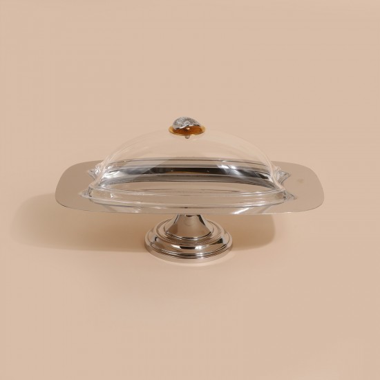 Stainless steel serving dish with acrylic lid - 2S1C100243