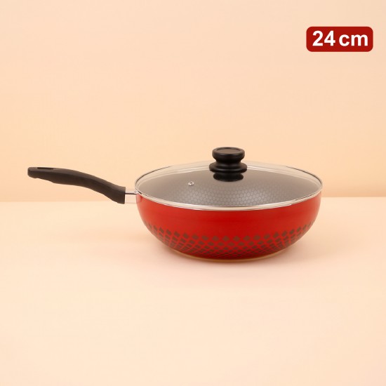 طاوة تيفلون بغطاء زجاجي - 24 سم - 2S1A00271