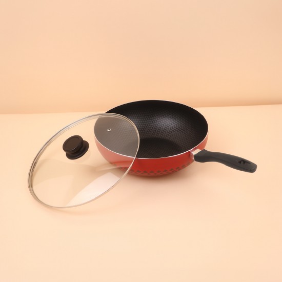 طاوة تيفلون بغطاء زجاجي - 26 سم - 2S1A00272