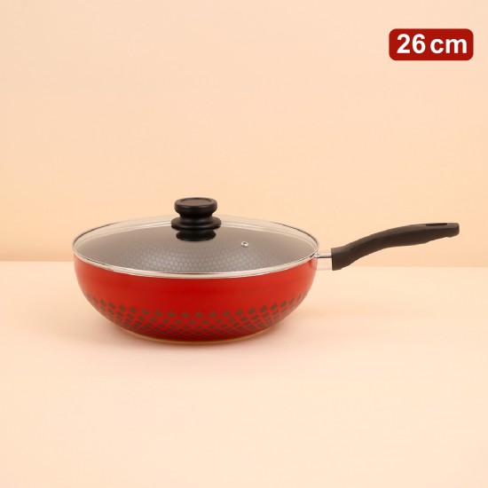 طاوة تيفلون بغطاء زجاجي - 26 سم - 2S1A00272