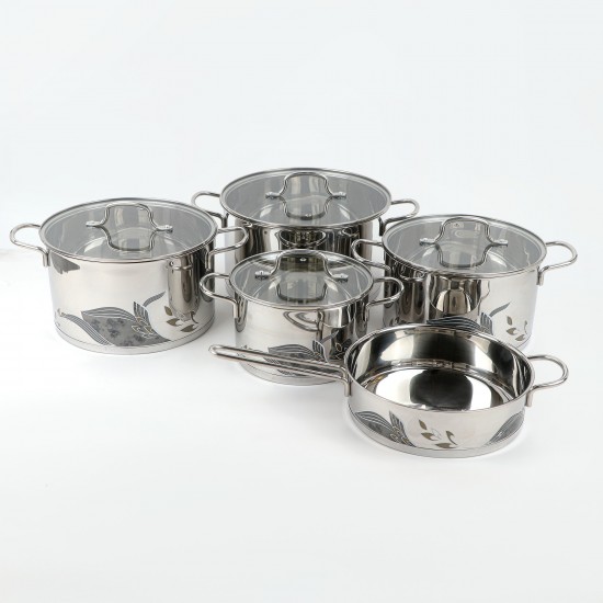 Modern stainless steel cookware set - 9 pieces