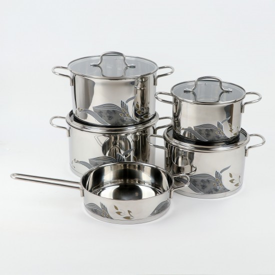 Modern stainless steel cookware set - 9 pieces