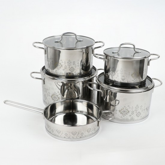 Elegant stainless steel cookware set - 9 pieces
