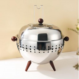 Modern design food warmer - silver - 6.5 liters