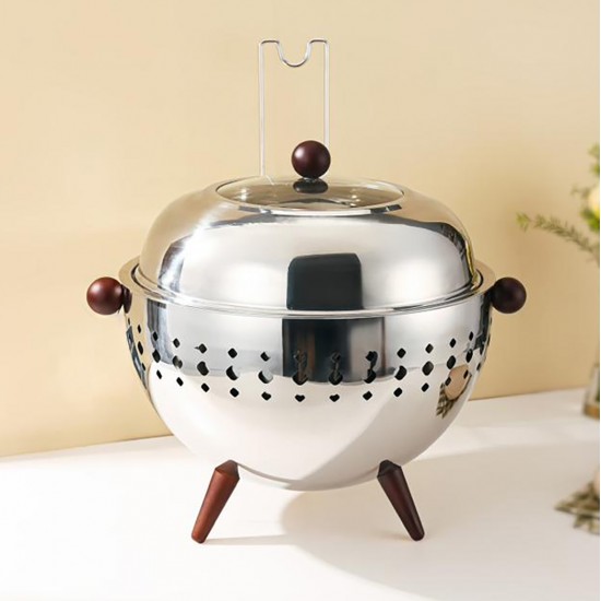 Modern design food warmer - silver - 6.5 liters