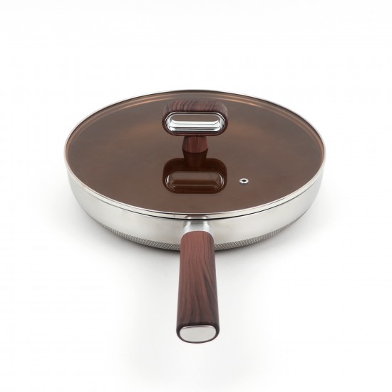 Stainless steel frying pan with glass lid - 28 cm