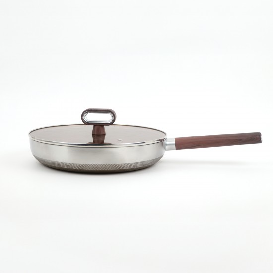 Stainless steel frying pan with glass lid - 28 cm