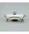 Premium rectangular ceramic serving warmer with glass lid - 11.5 inches