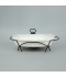Premium oval ceramic serving warmer with glass lid - 14 inches