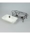 Premium Rectangular Ceramic Serving Warmer with Glass Lid - 12 Inch