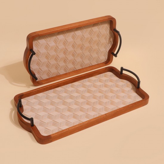 Luxury Wooden Serving Tray Set - 2M1CC300250 Luxury Wooden Serving Tray Set - 2M1CC300250