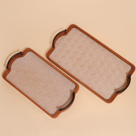 Luxury Wooden Serving Tray Set - 2M1CC300250 Luxury Wooden Serving Tray Set - 2M1CC300250