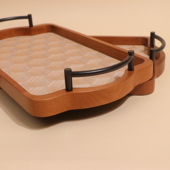 Luxury Wooden Serving Tray Set - 2M1CC300250 Luxury Wooden Serving Tray Set - 2M1CC300250