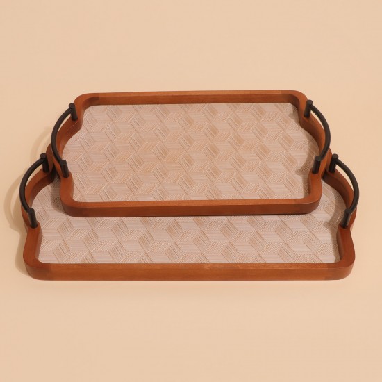 Luxury Wooden Serving Tray Set - 2M1CC300250 Luxury Wooden Serving Tray Set - 2M1CC300250
