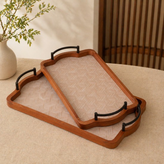 Luxury Wooden Serving Tray Set - 2M1CC300250 Luxury Wooden Serving Tray Set - 2M1CC300250