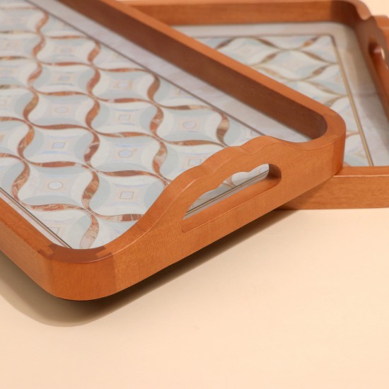 Luxury Wooden Serving Tray Set - 2M1CC300251 Luxury Wooden Serving Tray Set - 2M1CC300251