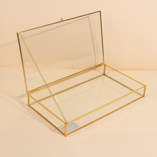 Uniquely designed glass storage box - Gold - 35×20×5 cm - 2M2F300047