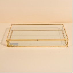 Uniquely designed glass storage box - Gold - 35×20×5 cm - 2M2F300047