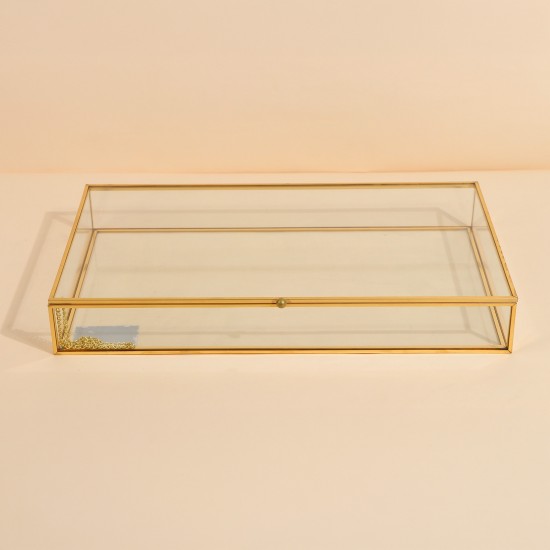 Uniquely designed glass storage box - Gold - 35×20×5 cm - 2M2F300047