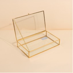 Uniquely designed glass storage box - Gold - 25×11×5 cm - 2M2F300049