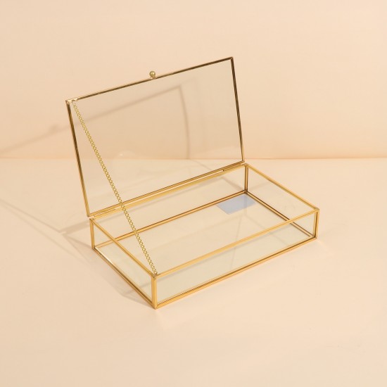 Uniquely designed glass storage box - Gold - 25×11×5 cm - 2M2F300049