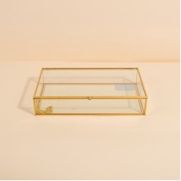 Uniquely designed glass storage box - Gold - 25×11×5 cm - 2M2F300049