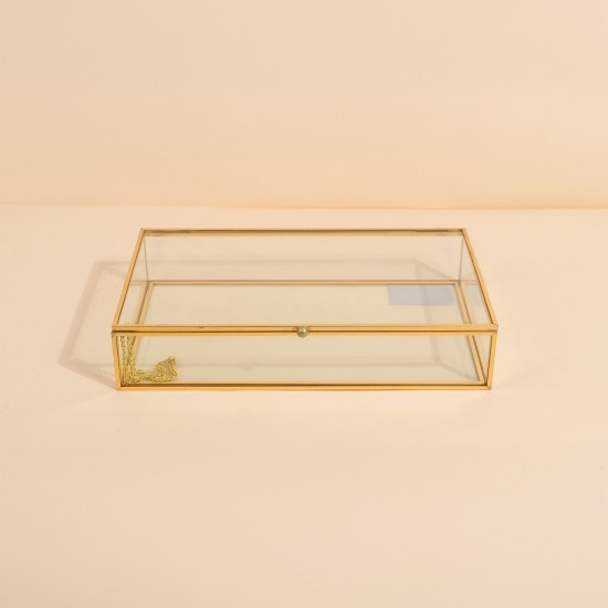 Uniquely designed glass storage box - Gold - 25×11×5 cm - 2M2F300049