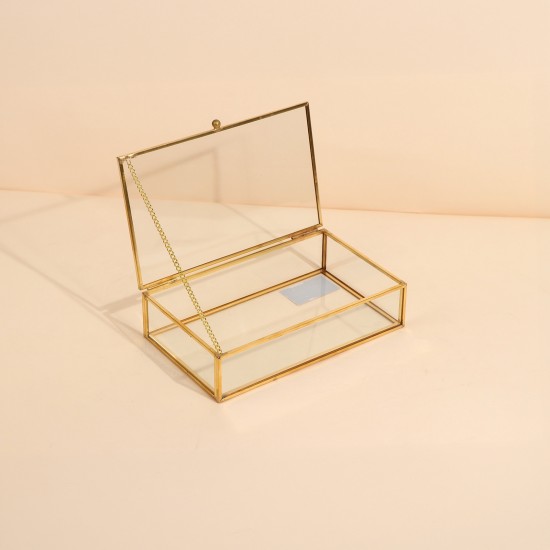 Uniquely designed glass storage box - Gold - 20×12×5 cm - 2M2F300050 Uniquely designed glass storage box - Gold - 20×12×5 cm - 2M2F300050