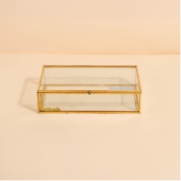 Uniquely designed glass storage box - Gold - 20×12×5 cm - 2M2F300050