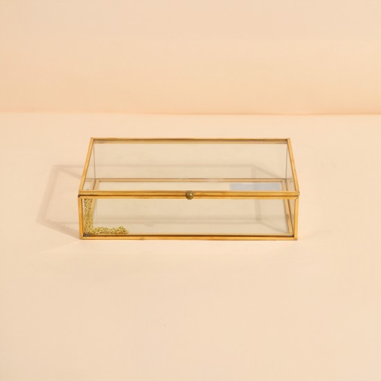 Uniquely designed glass storage box - Gold - 20×12×5 cm - 2M2F300050 Uniquely designed glass storage box - Gold - 20×12×5 cm - 2M2F300050