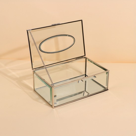 Elegant glass tissue box - Silver - 21 x 13 x 5 cm - 2M3D2400373 Elegant glass tissue box - Silver - 21 x 13 x 5 cm - 2M3D2400373