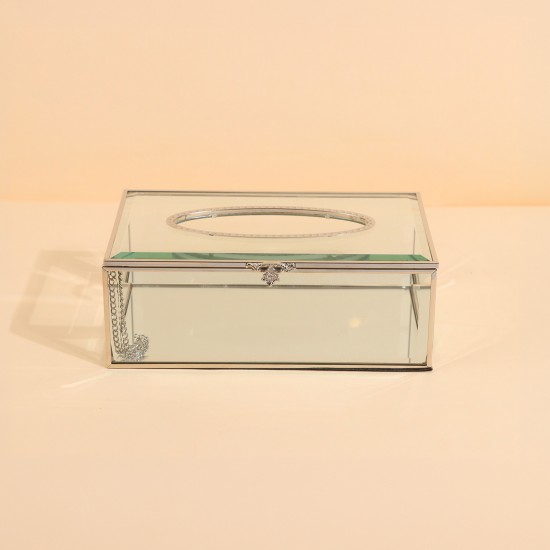 Elegant glass tissue box - Silver - 21 x 13 x 5 cm - 2M3D2400373 Elegant glass tissue box - Silver - 21 x 13 x 5 cm - 2M3D2400373
