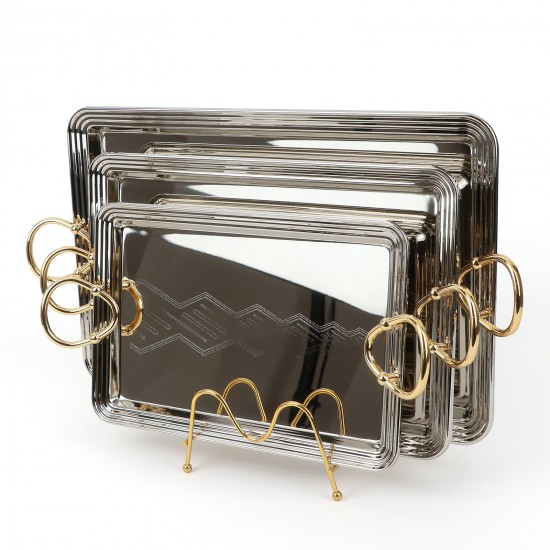 Modern stainless steel serving set - 3 pieces - 2S1CC100313
