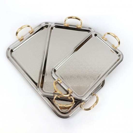 Modern design stainless steel serving tray set - 2S1CC100321 Modern design stainless steel serving tray set - 2S1CC100321