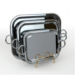 طقم تباسي استيل بتصميم عصري- 3 قطع - 2S1CC100322