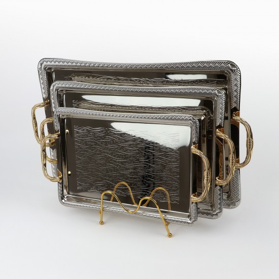 طقم تباسي استيل بتصميم عصري - 3قطع - 2S1CC100323