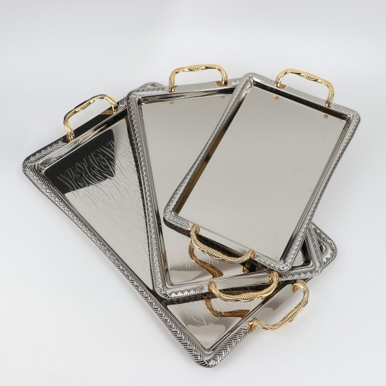 طقم تباسي استيل بتصميم عصري - 3قطع - 2S1CC100323
