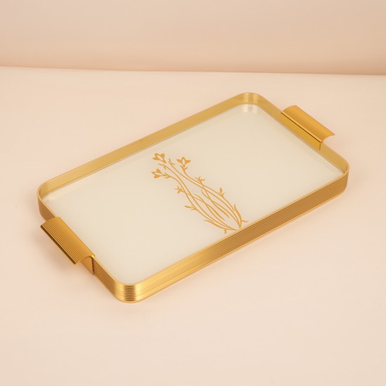 Luxury Beige Serving Tray - 3.8*24*46 cm - 2S1M100414