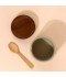Ceramic box with wooden lid - 7 x 9 cm