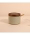 Ceramic box with wooden lid - 7 x 9 cm