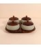 Luxury ceramic serving box set with wooden base - 4 compartments