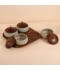 Luxury ceramic serving box set with wooden base - 4 compartments